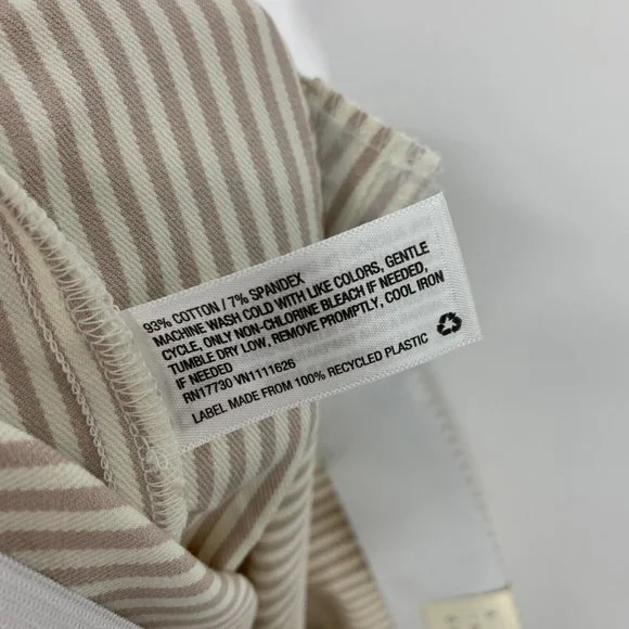 A New Day Pants High Rise Slim Fit Ankle Beige White Stripe NWT - Picture 12 of 12